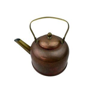 *Small Copper & Brass Teapot Rustic Cabincore
